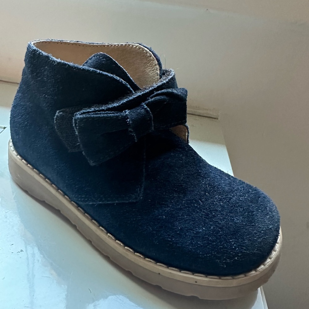 Navy Suede Boot with Rubber Sole.